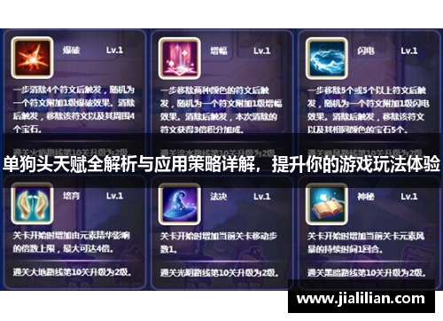 单狗头天赋全解析与应用策略详解，提升你的游戏玩法体验